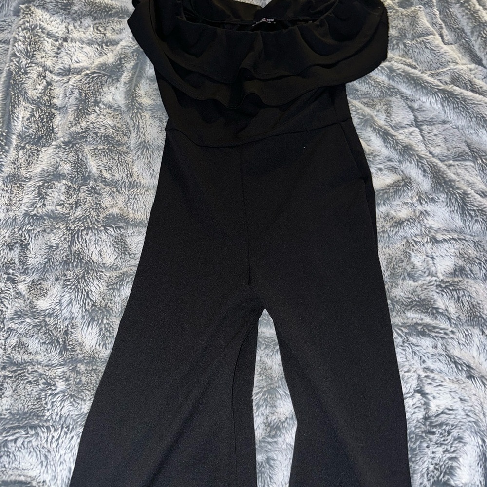 Fashion Nova Ruffled Black Jumpsuit